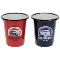 VW T1 BUS набір емальних чашок 310 мл у подарунковій коробці – легендарний/червоний та синій VAG BUTA61